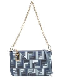 Fendi - Light Baguette Pouch With Jacquard Ff Velvet - Lyst
