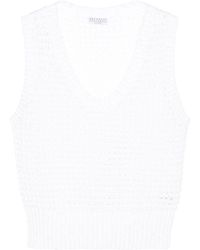 Brunello Cucinelli - Sequin-Embellished Open-Knit Top - Lyst