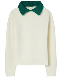 Tory Burch - Collared Wool Sweater - Lyst