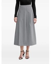 Benetton - Pinstripe-Pattern Pleated Midi Skirt - Lyst