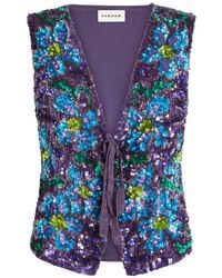 P.A.R.O.S.H. - Sequin-Embellished Floral-Embroidered Waistcoat - Lyst