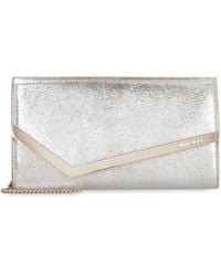 Jimmy Choo - Emmie Clutch Bag In Champagne Leather With Glitter - Lyst