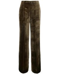 P.A.R.O.S.H. - Velvet-Effect Straight-Leg Trousers - Lyst