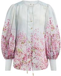 Aje. - Bishop-Sleeves Floral-Print Blouse - Lyst