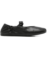Miu Miu - Ruched Leather Ballet Flats - Lyst