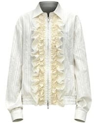 EPINGLER - Ruffled-Trim Striped Jacket - Lyst