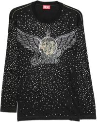 DIESEL - T-Shirt À Ornements Strassés - Lyst
