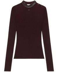 Courreges - Vinyl-Collar Ribbed-Knit Sweater - Lyst