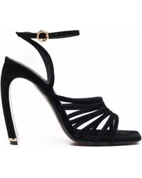 Lanvin - Square-toe Suede Heeled Sandals - Lyst