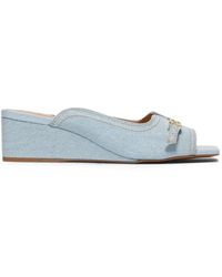 Ganni - Buckle-Detail Wedge Sandals - Lyst