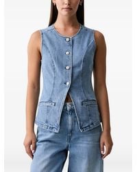Morgan - Button-Up Denim Top - Lyst