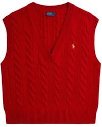 Polo Ralph Lauren - Pull En Maille Torsadée À Col V - Lyst