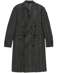 Lardini - Double-Breasted Herringbone Coat - Lyst