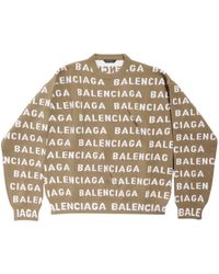 Balenciaga - Logo-intarsia Wool Jumper - Lyst