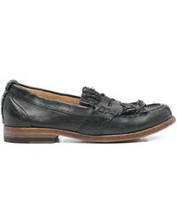 Sartori Gold - Frayed-Detail Leather Loafers - Lyst