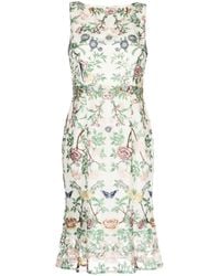 Marchesa - Abito Midi Con Ricamo A Fiori - Lyst
