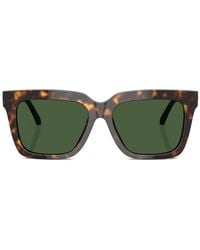Versace - Tortoiseshell-Effect Squared-Frame Sunglasses - Lyst