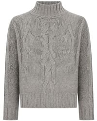 Panicale - Cable-Knit High-Neck Sweater - Lyst