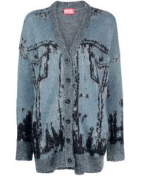 DIESEL - M-rodi Patterned Intarsia-knit Cardigan - Lyst