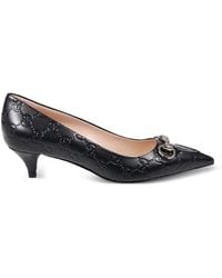Gucci - 45Mm Horsebit Heeled Pumps - Lyst