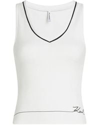 KARL LAGERFELD - V-Neck Signature Lounge Tank Top - Lyst