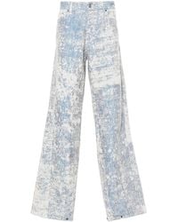 PDF - Distressed Straight-Leg Denim Jeans - Lyst