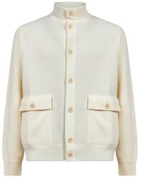 Lardini - Ribbed-Knit High-Neck Jacket - Lyst