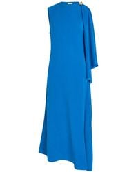 JOSEPH - Draped Asymmetric-Hem Midi Dress - Lyst