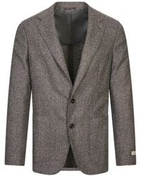 Canali - Blazer Con Solapas De Muesca Y Efecto De Marga - Lyst
