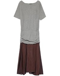 Bimba Y Lola - Melange Two-Material Ruched Dress With A Flared Hem - Lyst