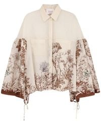 Co.Go - Floral-Print Flared-Sleeve Shirt - Lyst