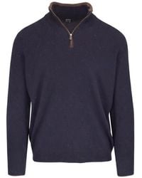 Fedeli - Melierter Favonio Pullover Mit Kurzem Reißverschluss - Lyst