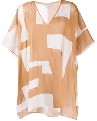 Odyssee Kaftan Met Geometrische Print - Bruin