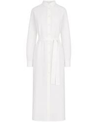 LA ROSE - Belted Button-Down Shirt Midi Dress - Lyst