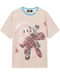 Mini Cream - Striped Graphic-Print Cotton T-Shirt - Lyst