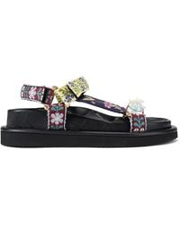 Kurt Geiger - Floral-Embroidered Crystal-Embellished Sandals - Lyst