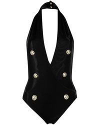 Balmain Badpak Met Knopen - Zwart