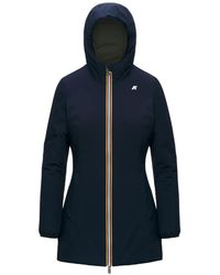 K-Way - Logo-Patch Hooded Coat - Lyst