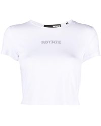 ROTATE BIRGER CHRISTENSEN - Rhinestone-logo Cropped T-shirt - Lyst