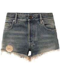 Balenciaga - Logo-Patch Denim Shorts - Lyst