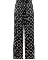 CASABLANCA - Silk Pants With Monogram Print - Lyst