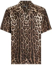 Dolce & Gabbana - Bowling Shirt With Cuban Collar And All-Over Leopard Print - Lyst