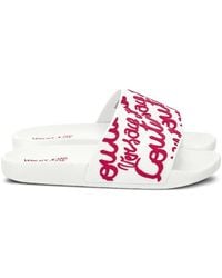 Versace Jeans Couture - Logo-Print Flat Slides - Lyst