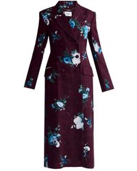 Erdem - Doppelreihiger Mantel Mit Blumen-Print - Lyst