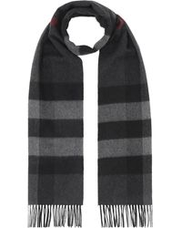 Burberry - Plaid-check Fringed Cashmere Scarf - Lyst