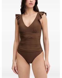 DKNY - Ruffled Ruched Swimsuit - Lyst