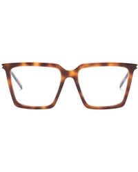 Saint Laurent - Tortoiseshell Square-Frame Glasses - Lyst