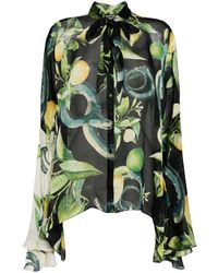 Roberto Cavalli - Graphic-Print Silk Shirt - Lyst