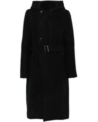 Rick Owens - Belted Hooded Single Breasted Coat - Lyst