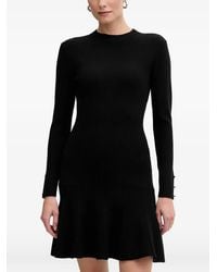 Morgan - Ribbed-Knit Button-Cuff Mini Dress - Lyst